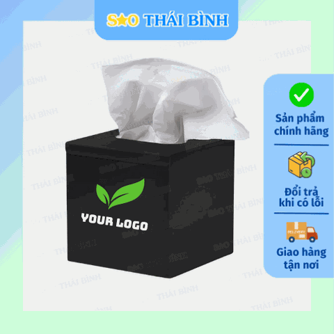 Hộp đựng giấy nhựa đen HÌNH VUÔNG cao cấp - Hộp để bàn