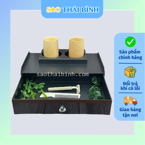 Khay đựng amenities + úp cốc nhựa cao cấp (Mẫu ngang)