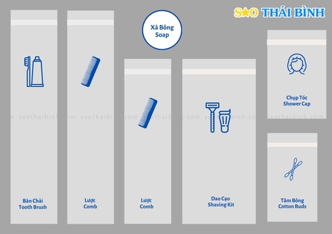 Bộ đồ dùng tiêu hao - Amenities túi NILONG MỜ in logo