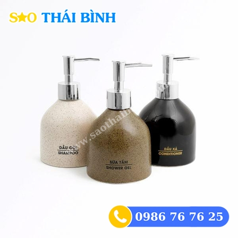 Bình đựng dầu gội gốm cho khách sạn (mẫu 3)