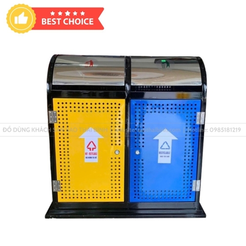 Thùng rác ngoài trời nắp Inox A37-Q Giá Tốt
