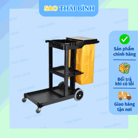 Xe đẩy vệ sinh 3 TẦNG NHỰA chữ L dùng cho khách sạn, nhà hàng