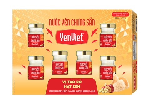 Nước Yến Chưng Sẵn Vị Táo Đỏ Hạt Sen - Khay 06 lọ x 70ml