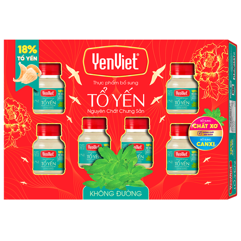 Tổ Yến Nguyên Chất Chưng Sẵn Không Đường (18% Tổ Yến) [Hộp quà tặng 06 lọ x 70ml]