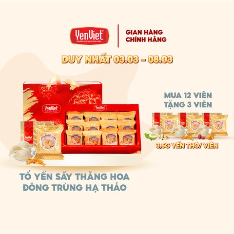 Tổ Yến Sấy Thăng Hoa- Đông Trùng Hạ Thảo [Hộp 12 viên]