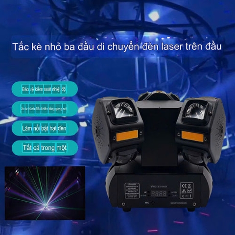 Đèn ba đầu tắc kè nhỏ led sân khấu 12 mắt laser 4 in 1