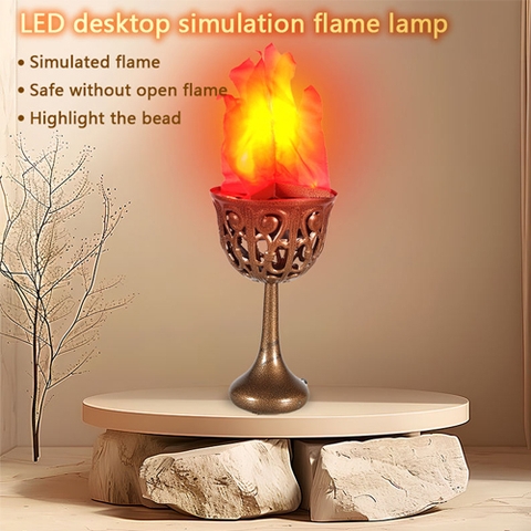 Đèn ngọn lửa họa tiết cổ điển để bàn LCC-TS001