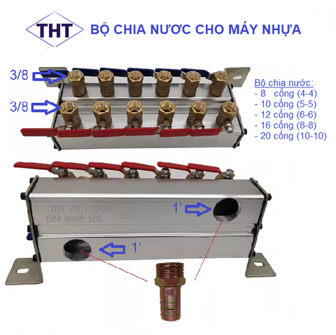 Bộ chia nước cho máy ép nhựa 4/4, 5/5, 6/6, 8/8, 10/10