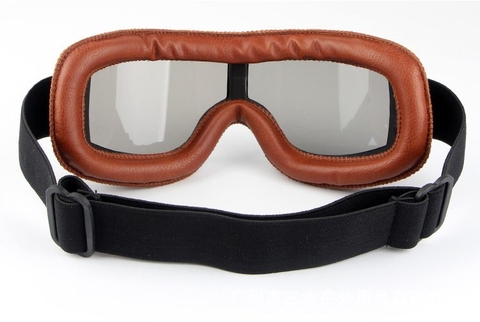 Kính Dây Vintage Da Cao Cấp Gọng Nâu - Gương Chrome FREESHIP