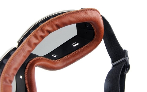 Kính Dây Vintage Da Cao Cấp Gọng Nâu - Khói FREESHIP