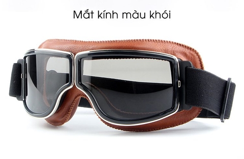 Kính Dây Vintage Da Cao Cấp Gọng Nâu - Khói FREESHIP