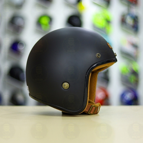 Mũ 3/4 Bulldog Perro 4U Đen Nhám Nâu FREESHIP