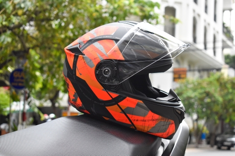 Mũ Lật Hàm Yohe 938 T2 Đen Đỏ Xám Nhám