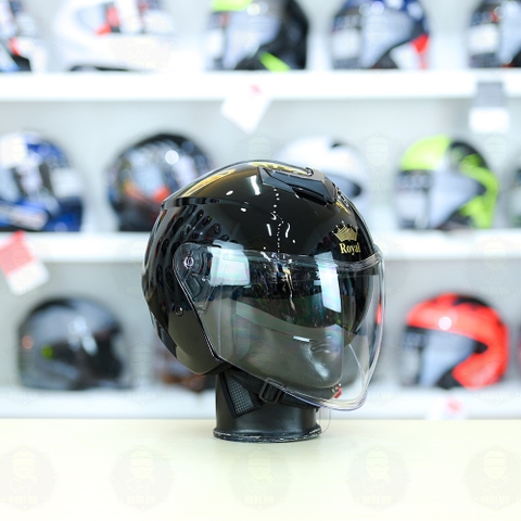 Mũ 3/4 Royal M789 Đen bóng 2 Kính Nhỏ Gọn Nhẹ FREESHIP