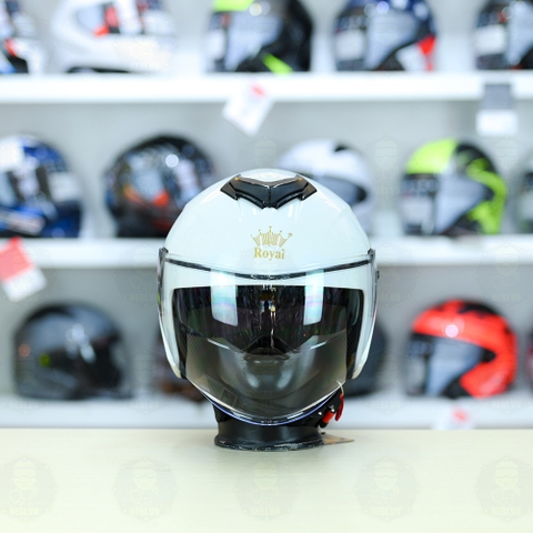 Mũ 3/4 Royal M789 Trắng bóng 2 Kính Nhỏ Gọn Nhẹ FREESHIP