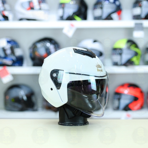 Mũ 3/4 Royal M789 Trắng bóng 2 Kính Nhỏ Gọn Nhẹ FREESHIP