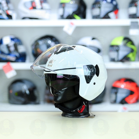 Mũ 3/4 Royal M789 Trắng bóng 2 Kính Nhỏ Gọn Nhẹ FREESHIP