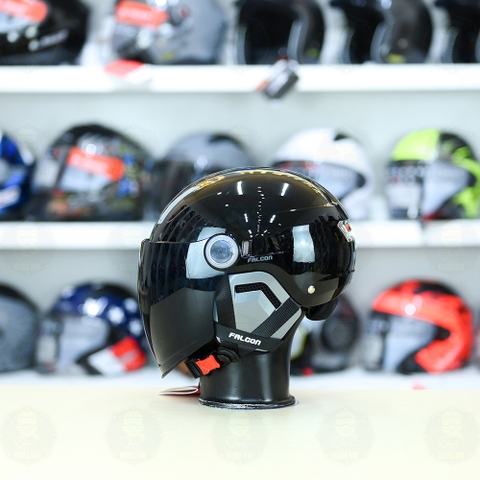 Nón 1/2 Falcon F17 Đen Bóng FREESHIP