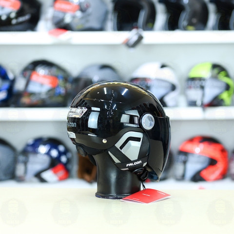 Nón 1/2 Falcon F17 Đen Bóng FREESHIP