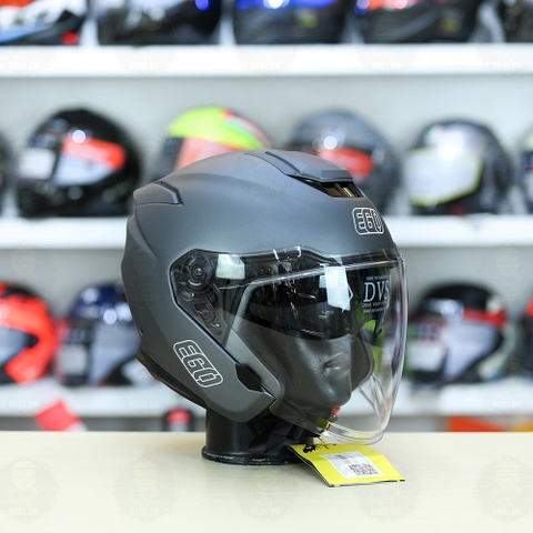 Mũ 3/4 2 Kính EGO E42 Xám Titanium Nhám FREESHIP