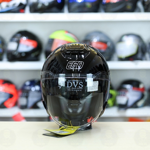 Mũ 3/4 2 Kính EGO E42 Đen Bóng FREESHIP