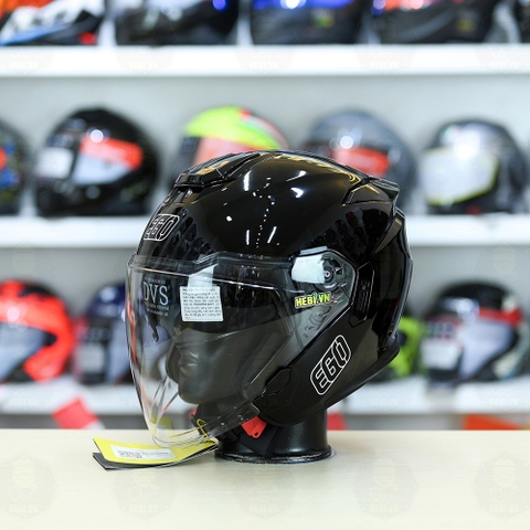 Mũ 3/4 2 Kính EGO E42 Đen Bóng FREESHIP