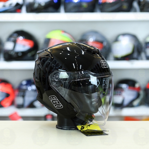 Mũ 3/4 2 Kính EGO E42 Đen Bóng FREESHIP