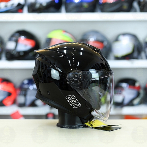 Mũ 3/4 2 Kính EGO E42 Đen Bóng FREESHIP