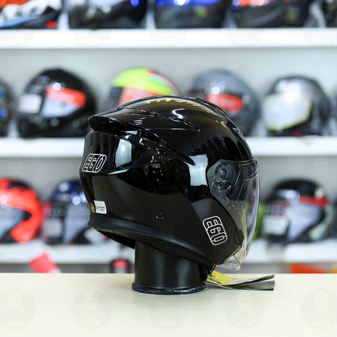 Mũ 3/4 2 Kính EGO E42 Đen Bóng FREESHIP