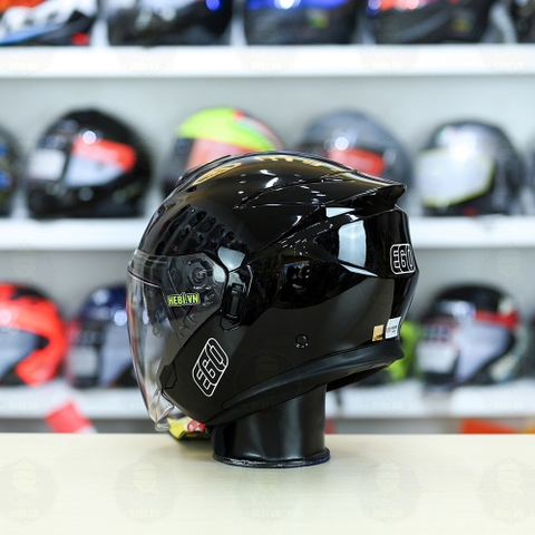 Mũ 3/4 2 Kính EGO E42 Đen Bóng FREESHIP