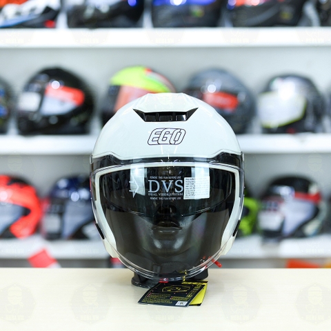 Mũ 3/4 2 Kính EGO E42 Trắng Bóng FREESHIP