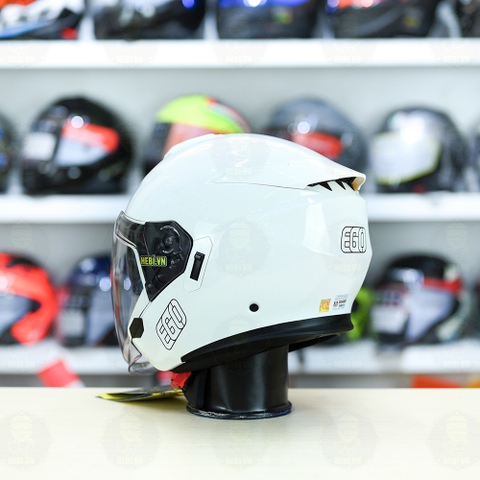 Mũ 3/4 2 Kính EGO E42 Trắng Bóng FREESHIP