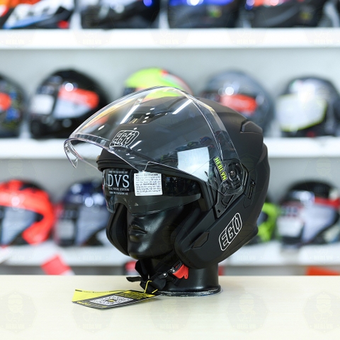 Mũ 3/4 2 Kính EGO E42 Đen Nhám FREESHIP