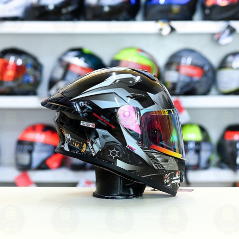 Mũ Fullface ROC 08 Plus 2024 Đen Bóng + Dán Tem Winer Xám FREESHIP