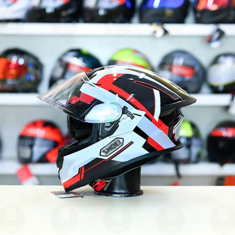 Mũ Fullface ROC 08 Plus 2024 Đen Bóng + Dán Tem Shoei Brink Xám Bạc Đỏ FREESHIP