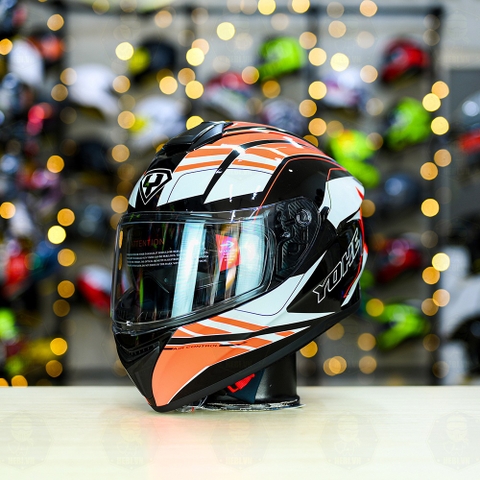 Mũ Fullface Yohe 981 T2 Trắng Cam Đen FREESHIP