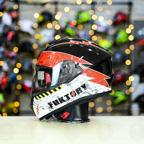 Mũ Fullface Yohe 981 Fuktory Đen Trắng Cam Bóng FREESHIP