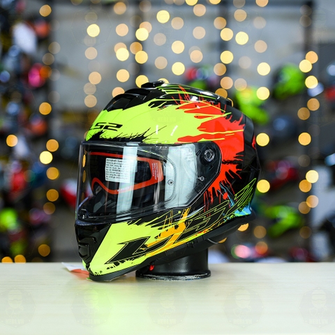 Mũ Fullface LS2 FF800 KPA 2 Kính Đen Vàng Đỏ Drop FREESHIP + Tặng Pinlock