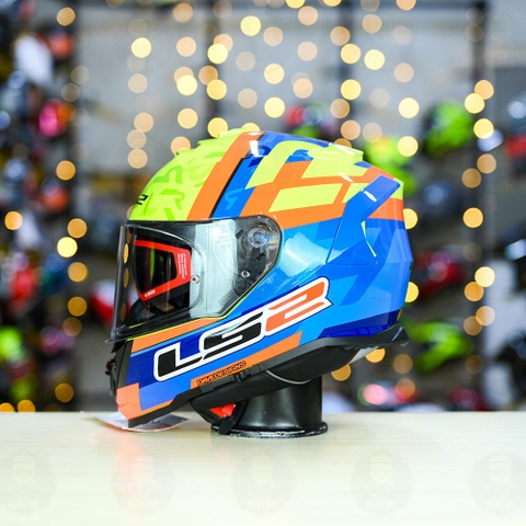 Mũ Fullface LS2 FF800 KPA 2 Kính Xanh Vàng Bóng Salvador FREESHIP + Tặng Pinlock