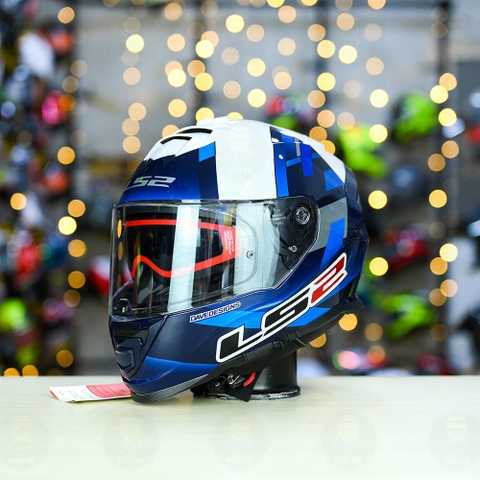 Mũ Fullface LS2 FF800 KPA 2 Kính Xanh Trắng Bóng McPhee FREESHIP + Tặng Pinlock