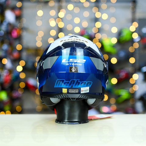 Mũ Fullface LS2 FF800 KPA 2 Kính Xanh Trắng Bóng McPhee FREESHIP + Tặng Pinlock