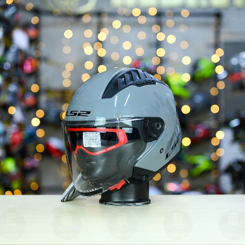 Mũ 3/4 LS2 OF600 COPTER Xám Xi Măng Bóng FREESHIP