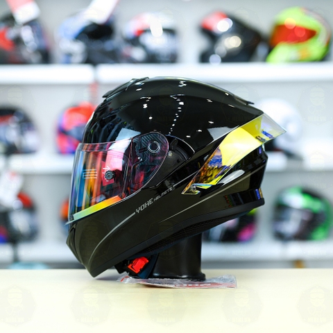 Mũ Fullface EGO E81 Đen Bóng + Đuôi gió Pista RR + Kính Revo FREESHIP