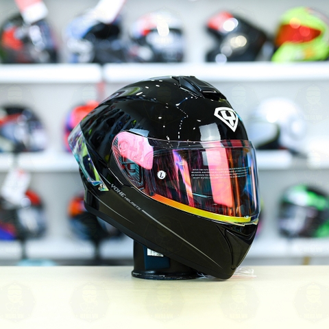 Mũ Fullface EGO E81 Đen Bóng + Đuôi gió Pista RR + Kính Revo FREESHIP