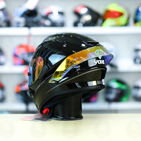 Mũ Fullface EGO E81 Đen Bóng + Đuôi gió Pista RR + Kính Revo FREESHIP