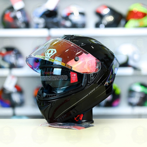 Mũ Fullface EGO E81 Đen Bóng + Đuôi gió Pista RR + Kính Revo FREESHIP