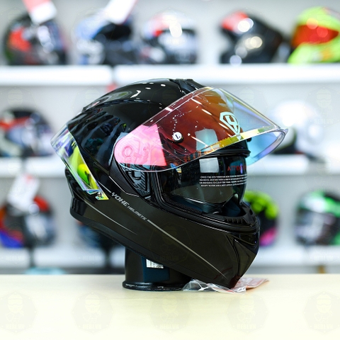 Mũ Fullface EGO E81 Đen Bóng + Đuôi gió Pista RR + Kính Revo FREESHIP