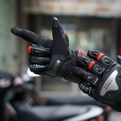 Găng Tay Vemar VE-177 Da Titanium Đen Đỏ FREESHIP