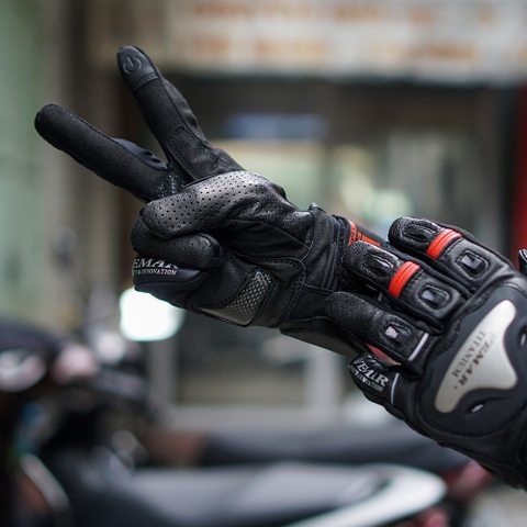 Găng Tay Vemar VE-177 Da Titanium Đen Đỏ FREESHIP