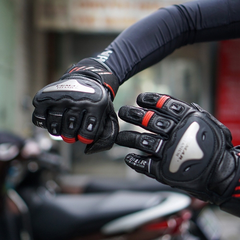 Găng Tay Vemar VE-177 Da Titanium Đen Đỏ FREESHIP